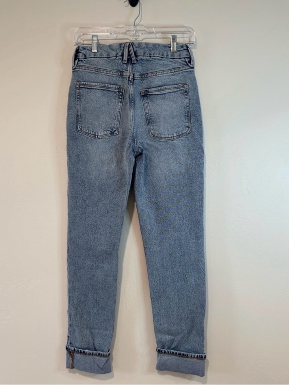 Good American Good Classic Cuffed Jeans High Rise Light Wash 26 - Picture 5 of 7